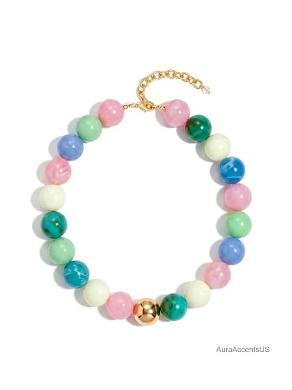 Chunky Resin Beaded Necklace Oversized Statement Boho Summer Jewelry